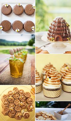 honey themed desserts and treats are featured in this collage