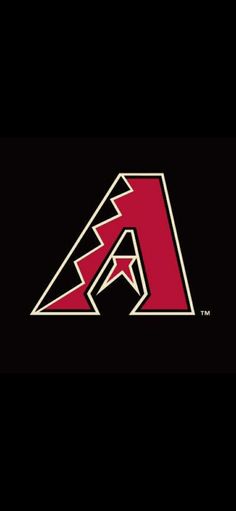 the arizona diamondbacks logo is shown in red and white on a black background,