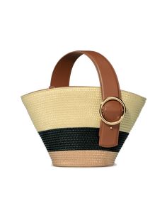 The Enchanted Raffia Fan Bag is a mesmerizing blend of natural raffia craftsmanship and Parisian-inspired design. Crafted with native raffia, this bag boasts both durability to withstand everyday use, and a lightweight canvas lining that provides comfort during your journeys or daily activities. The asymmetrical handle design adds a touch of avant-garde flair, while the premium metal hardware exudes a sense of luxury, making it a must-have accessory for the summer season. Woven Jute Shoulder Bag With Top Handle, Jute Woven Top Handle Shoulder Bag, Top Handle Woven Jute Shoulder Bag, Top Handle Jute Shoulder Bag With Woven Details, Chic Handwoven Jute Bag, Chic Woven Leather Shoulder Bag, Chic Woven Natural Fiber Shoulder Bag, Modern Natural Bucket Bag With Adjustable Strap, Woven Jute Bag With Top Handle