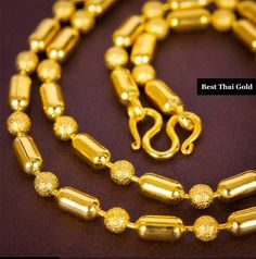 This Shop has a Special Free Gift (Chain) for Every Order. 😊🙏Item including :1 x NecklaceFor :  Women, GirlType :  GOLD PLATED over Brass, Nickel free Purity:  96.5%Surface:  Shiny & Sand mattedLength:  18 inchesColor:  Yellow Gold  ( slightly +/- from photo )** 24K Gold Plated Jewelry** Look like Solid Gold or Real Gold** The weight is the same as Solid Gold** Nickel free / No Allergic** Free Gift (Chain) for Every Order. 😊🙏Handmade from Thailand. 🇹🇭🇹🇭Thai gold plating technic reall Elephant Hair Jewelry, Man Gold Bracelet Design, Real Gold Necklace, Gold Snake Chain, Buddha Necklace, Gold Chain Design, Black Beaded Jewelry, Gold Wedding Jewelry, Bridal Jewelry Collection