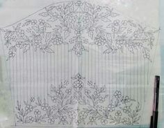 a piece of paper that has been drawn on it with flowers and bars in the background