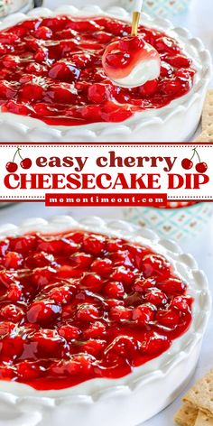 Whip up this sweet treat for Valentine's Day! Everyone will love this cherry cheesecake dip. With a no-bake cheesecake dip that's topped with cherry pie filling, this fruit dip recipe is extra delicious! Check out what to serve with this easy Valentine's Day dessert! Cherry Cheesecake Dip Recipe, Cheesecake Cherry, Marshmallow Fluff Recipes, Dessert Dip Recipes, Homemade Cherry Pies, Chocolate Crumbs