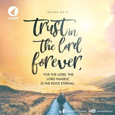 a man riding a bike down a road with the words trust in the lord forever