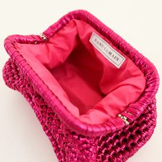 A true classic. A pop of fresh color with a little bit of shine. Perfect evening companion. Protective dust bag included. Exclusive design. 10x5x6 inches. Luxury Rectangular Evening Bag For Summer, Luxury Rectangular Summer Evening Bag, Luxury Summer Evening Bag, Designer Pink Clutch Evening Bag, Pink Clutch For Formal Occasions, Modern Pink Evening Bag, Elegant Pink Clutch For Shopping, Woven Clutch, Fresh Color