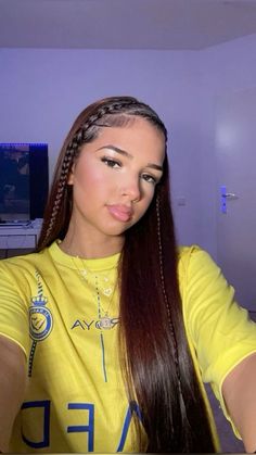 Braids Two Side, Hairstyle With Dutch Braids, Zig Zag French Braid, Straight Hair And Braids, Two Small Dutch Braids On Top Of Head, White Girl Braided Hairstyles, Cute Braided Hairstyles Long Hair, Two Braids And Hair Down, Side Part Braid Hairstyles