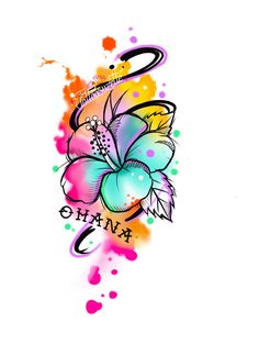 a colorful flower with the word love on it's side and an arrow in the middle