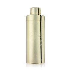 thermos flask in gold is shown on a white background