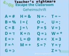 a blue poster with the words teachers'nightmares and an image of math symbols on it