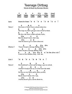 the song for teenage dirtbag with chords