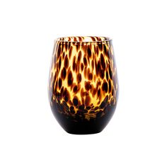 an animal print glass is shown against a white background