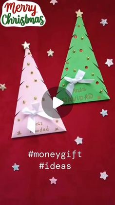 an origami christmas tree with the words money gift ideas on it and stars