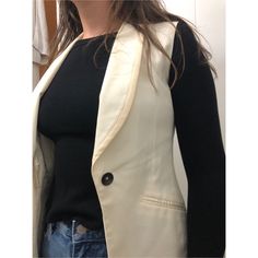 Two Tone Vest Great For Work Wear, Layering, Multiple Seasons #Ragandbone #Rag&Bone #Blazer #Vest #Outerwear Sleeveless Blazer, Bone White, Blazer Vest, Cream White, Rag & Bone, Blazer Suit, Two Tone, Work Wear, Suit Jacket