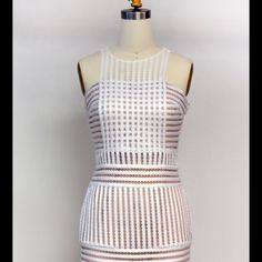 This Beautiful Dress Can Be Dress Up Or Down. Made For Any Occasion. White Sleeveless Lined Bodycon Dress, White Lined Bodycon Dress, White Lined Midi Dress For Party, White Knee-length Bodycon Dress For Beach, White Lined Midi Dress For Night Out, White Lined Bodycon Dress For Summer, White Lined Bodycon Summer Dress, Summer White Lined Bodycon Dress, White Lined Bodycon Dress For Date Night