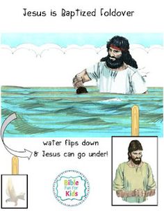 an image of jesus in the water with other pictures and words below it that describe jesus is baptisted follower