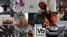 the collage has many different images and logos on it, including an image of spider - man