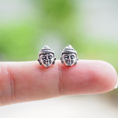 A Pair of Buddha Head Stud Earrings ✦ Dimension Size: 7x8.7 mm ✦ Material : 925 sterling silver, Hypoallergic Nickle free and Lead free (Good for sensitive ear skin) ✦ It's completely natural for sterling silver to oxidize over time when it's exposed to air. After each wear, use sterling polishing cloth to make them shine like new again and Please keep them in Box or Ziplock bags! ✦ We accept credit and debit card transactions, some bank transfer services, PayPal, Etsy Gift Card, Etsy Credits, E Nickel Free Sterling Silver Spiritual Earrings, Buddha Earrings, Nickel-free Silver Crystal Earrings For Spiritual Use, Buddha Jewelry Organics, Buddha Head, Ziplock Bags, Sterling Earrings, Jewelry Earrings Studs, 925 Sterling Silver