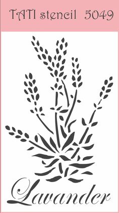 an image of a flower with the word lavender on it in black and white, against a pink background