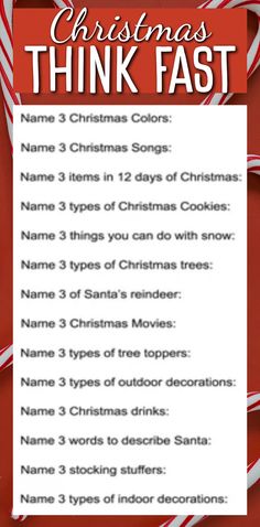 christmas think fast list with candy canes