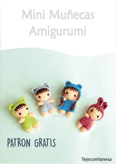 mini crochet amigurmi dolls in different outfits