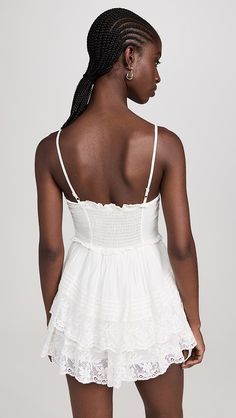 LoveShackFancy Nerida Dress | Shopbop Chic Dresses With Lace Trim And Tiered Skirt, Fitted Bodice Peplum Dresses With Ruffles, Daywear Dress With Lace Trim And Ruffled Straps, Fitted Tiered Dress With Lace Trim, Lace Trim Dress With Ruffled Straps For Daywear, Tiered Lace Trim Dress For Daywear, Lace Trim Tiered Skirt Dresses For Daywear, Daywear Dress With Lace Trim And Tiered Skirt, Halter Gown