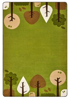 a green rug with trees on it