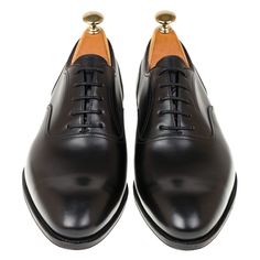 DRESS OXFORD SHOES IN BLACK CALF LEATHER Black Luxury Oxfords For Derby, Black Calf Leather Oxfords With Goodyear Welted, Luxury Black Oxfords For Derby, Black Luxury Oxford Shoes, Black Calf Leather Oxfords With Almond Toe, Black Calf Leather Oxfords For Semi-formal Occasions, Black Luxury Oxfords With Rubber Heel Cap, Luxury Black Oxfords With Rubber Heel Cap, Luxury Black Oxford Dress Shoes