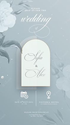 a wedding card with flowers on it