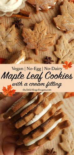 vegan maple leaf cookies with cream cheese frosting are the perfect treat for fall