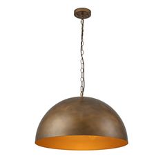 an antique brass pendant light with chain hanging from the ceiling