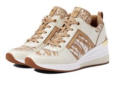 MICHAEL Michael Kors Georgie Trainer - Women's Lace up casual Shoes : Camel Multi : Add a futuristic and sporty vibe to your look with the MICHAEL Michael Kors Georgie Trainer. Premium leather upper with metallic and brand mark details throughout. Lace-up closure. Pull-tab at the heel. Synthetic lining with lightly padded footbed for added comfort. Platform insole offers a little extra height to your shoe game. Rubber outsole. Imported. Measurements: Heel Height: 2 1 2 in Weight: 13 oz Product m Brand Mark, Adidas Samba Sneakers, Women Lace, Pull Tab, Shoe Game, Trainers Women, Product Reviews, Adidas Sneakers, Casual Shoes