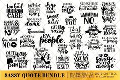 the sassy quote bundle is shown in black and white