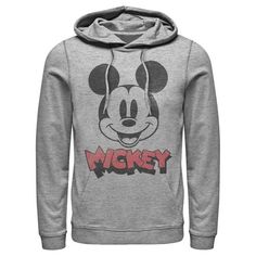 Who knew that dressing "mousey" could be so cute!? Celebrate Walt Disney's most iconic character with this officially licensed Mickey Mouse & Friends Mickey Mouse Retro Headshot Men's Hoodie! This adorable pullover features a fun, large, classic-styled Mickey Mouse portrait with his name printed below in a distressed style. This graphic hoodie is perfect for the whole family, so grab one for yourself or a loved one today and get ready to pile on some mouse-eared pancakes while dressed for maximu Mickey Mouse Retro, Classic Mickey Mouse, Mickey Mouse Head, Pull Over Hoodie, Mickey Mouse And Friends, Hoodies Men Pullover, Heads Up, Mens Fleece, Mickey And Friends