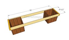 the plans for a wooden bench with storage compartments on each side and an attached shelf at the top