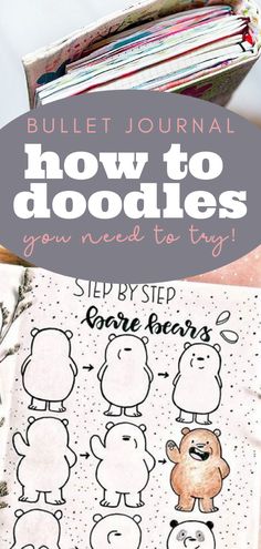 How To Doodle Animals, Easy Planner Doodles, Doodles Step By Step, How To Draw Doodles Step By Step, How To Draw Easy Step By Step, How To Doodle For Beginners, Step By Step Doodles, How To Doodle, Doodle Bear