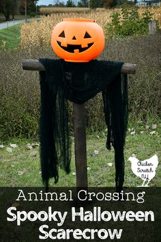 an animal crossing spooky halloween scarecrow