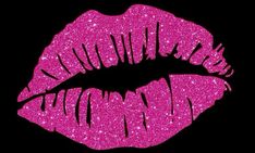 pink glitter lips with black background