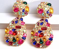 Let’s Get Glam | Fancy Earrings (Two Colors) Crystal Statement Earrings, Colorful Crystals, Glam Earrings, Jeweled Earrings, Fancy Earrings, Teardrop Dangle Earrings, Statement Drop Earrings, Crystal Drop Earrings, Stunning Earrings