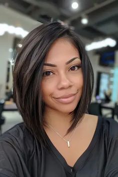 45+ Gorgeous Bob Hairstyles Trending Right Now - Flo's Blog Black Haircuts Women, Long Bob Hairstyles Asian, Shoulder Length Angled Bob Haircuts, Aline Lob, Round Bob Haircut, Angled Layered Bob, Asymmetrical Lob, Long Angled Bob Hairstyles, Edgy Bob Haircuts