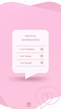 a pink speech bubble with the words positive affirmations on it and an image of a