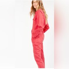 Outerknown S.E.A Long Sleeve Red Button Front Jumpsuit Size Xs New I Believe This Is The Parisian Red Color Its More Red Irl Offering A New Long-Sleeve Version Of Our Best-Selling Jumpsuit With All The Functional Wearability, Premium Softness And On-The-Go Versatility You've Been Searching For. Description A Form-Meets-Function Piece Made With A Soft Organic Cotton/Linen Blend That's Garment-Dyed For A Lived-In Feel. Classic Corozo Nut Button Entry And Tons Of Pockets So You Can Leave Your Tote Casual Red Jumpsuits And Rompers For Work, Red Overall Jumpsuit For Work, Red Overall Jumpsuit With Pockets, Red Cotton Loungewear Jumpsuits And Rompers, Red Cotton Jumpsuit And Romper For Loungewear, Red Cotton Jumpsuits And Rompers For Loungewear, Red Button, You've Been, Cotton Linen