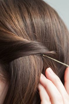 21 Bobby Pin Hairstyles You Can Do In Minutes Short Hairstyle Pinned Back, Bob Hairstyles Pinned Back, Using Bobby Pins In Hair, Half Updo With Bobby Pins, How To Bobby Pin Hair Half Up, Pinning Hair Back With Bobby Pins, How To Use A Bobby Pin Correctly, Bobby Pin Hack, How To Pin Back Short Hair