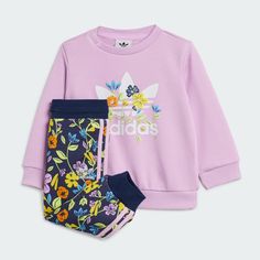 adidas Shop the Floral Crew Set - Purple at adidas.com/us! See all the styles and colors of Floral Crew Set - Purple at the official adidas online shop. Adidas Set, Adidas Floral, Model Call, Sneakers Adidas, Sweatshirt Set, Adidas Shop, Adidas Sportswear, On Sneakers