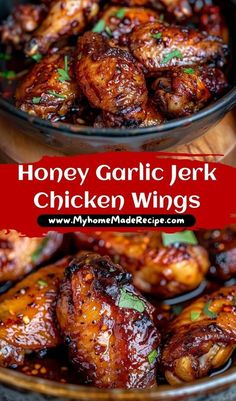 Savor the flavor of Honey Garlic Jerk Chicken Wings—air-fried and gluten-free for a crispy, spicy treat! These wings are perfect for game day or a flavorful weeknight dinner!  Hashtags: #HoneyGarlicJerkWings #AirFried #GlutenFree #ChickenWings #SpicyRecipes #GameDayFood #HealthySnacks #EasyDinner #FlavorfulEats #FoodieDelight Wing Stop Hot Honey Wings, Smoked Jerk Chicken Wings, Best Wing Flavors, Best Recipe For Chicken Wings, Chicken Wing Dinner Recipes, Wings Dinner Meals, Honey Jerk Turkey Wings, Thanksgiving Chicken Wings, Chicken Wing Marinade Air Fryer