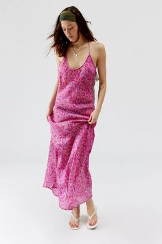 Cheap Urban Outfitters Evening Dresses, Urban Renewal, Maxi Slip Dress, Urban Dresses, Dress Maxi, Halter Neckline, Unique Vintage, Silk Sarees, Unique Pieces