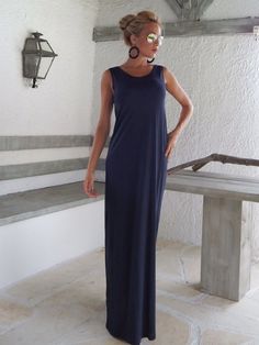 Navy Blue Maxi Dress / Long Dress / Maxi Dress / Summer Maxi Dress / Plus Size Dress / Plus Size Maxi / Beach Dress / Summer Dress / #35023 This elegant, sophisticated, loose and comfortable maxi dress, looks as stunning with a pair of heels as it does with flats. You can wear it for a special occasion or it can be your everyday comfortable dress. SEE COLOR CHART HERE : https://www.etsy.com/listing/235259897/viscose-color-chart?ref=shop_home_active_4 - Handmade item - Materials : viscose * Pleas Plus Size Maxi Dress Summer, Comfortable Maxi Dresses, Navy Maxi Dress, Coral Maxi Dresses, Navy Blue Maxi Dress, Maxi Dress Summer, Blue Dress Women, Vestido Plus Size, Beach Maxi Dress