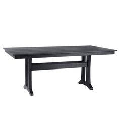 an outdoor table that is made from wood and has a black finish on the top