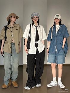 Japanese Tomboy Fashion, Chinese Y2k, Yk2 Outfits, Korean Street Wear, Boyish Outfits, Genderless Fashion, Outfits Retro, Concept Clothing, Baggy Clothes