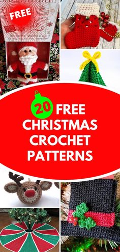 christmas crochet patterns with text overlay that reads free christmas crochet patterns