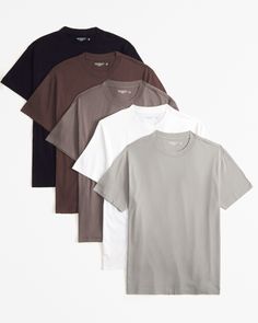 5-pack of our softAF fabric that means this shirt will hold up through every scenario. Our short-sleeve crewneck tee features a straight hem and relaxed-fit silhouette that's slightly roomier through the shoulders and body than our core fit. American Clothing, Hold Ups, Men's Tops, American Apparel, Mens Tees, Abercrombie Fitch, Multi Color, Relaxed Fit, Benefits