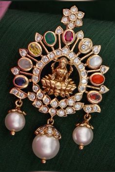 Navarathan Pendant, Latest Navaratna Jewellery, Coral Chain Designs, Navaratna Necklace Gold, Navaratna Pendants, Navratna Pendant, Navaratna Necklace, Navratna Jewellery, Deity Jewellery